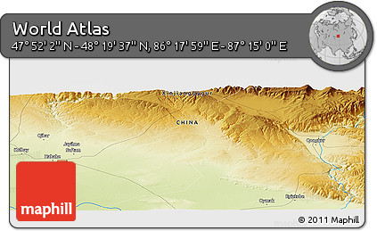 Physical Panoramic Map of the Area around 48° 5' 50" N, 86° 46' 30" E