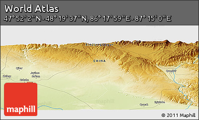 Physical Panoramic Map of the Area around 48° 5' 50" N, 86° 46' 30" E