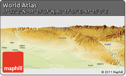 Physical Panoramic Map of the Area around 48° 5' 50" N, 86° 46' 30" E