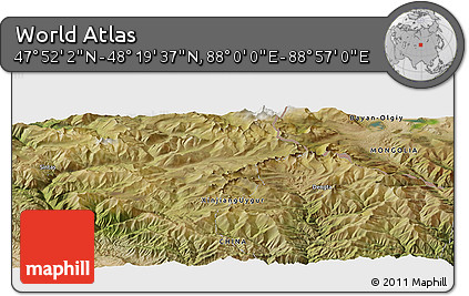 Satellite Panoramic Map of the Area around 48° 5' 50" N, 88° 28' 29" E
