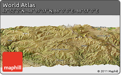 Satellite Panoramic Map of the Area around 48° 5' 50" N, 88° 28' 29" E