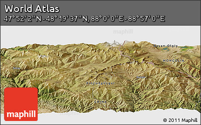 Satellite Panoramic Map of the Area around 48° 5' 50" N, 88° 28' 29" E