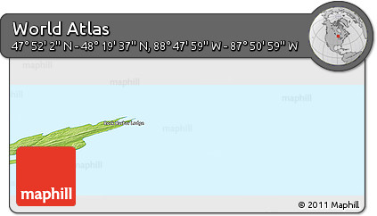 Physical Panoramic Map of the Area around 48° 5' 50" N, 88° 19' 29" W