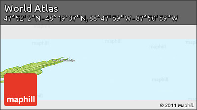 Physical Panoramic Map of the Area around 48° 5' 50" N, 88° 19' 29" W