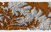 Physical 3D Map of the area around 48° 5' 50" N, 89° 19' 29" E