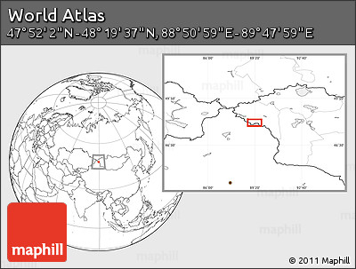 Blank Location Map of the Area around 48° 5' 50" N, 89° 19' 29" E