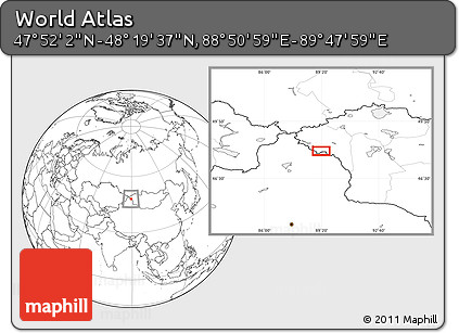 Blank Location Map of the Area around 48° 5' 50" N, 89° 19' 29" E