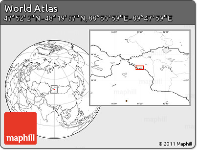 Blank Location Map of the Area around 48° 5' 50" N, 89° 19' 29" E