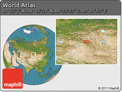 Satellite Location Map of the Area around 48° 5' 50" N, 89° 19' 29" E