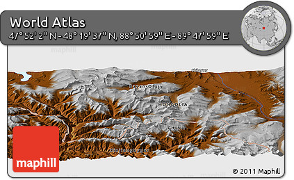 Physical Panoramic Map of the Area around 48° 5' 50" N, 89° 19' 29" E
