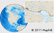Shaded Relief Location Map of the area around 48° 5' 50" N, 89° 10' 30" W