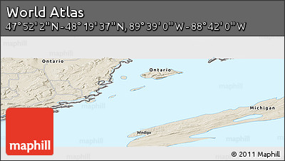 Shaded Relief Panoramic Map of the Area around 48° 5' 50" N, 89° 10' 30" W