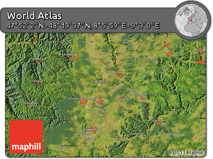 Satellite Map of the Area around 48° 5' 50" N, 8° 34' 29" E