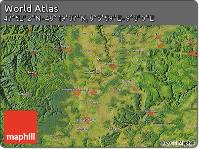 Satellite Map of the Area around 48° 5' 50" N, 8° 34' 29" E