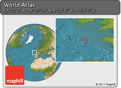 Satellite Location Map of the Area around 48° 5' 50" N, 8° 25' 30" W