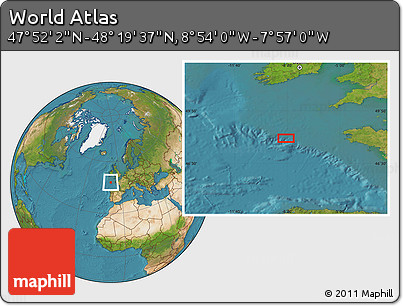 Satellite Location Map of the Area around 48° 5' 50" N, 8° 25' 30" W