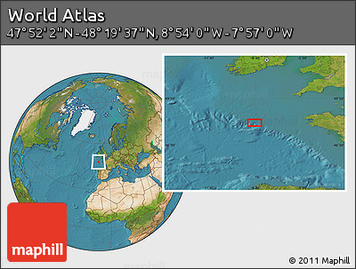 Satellite Location Map of the Area around 48° 5' 50" N, 8° 25' 30" W