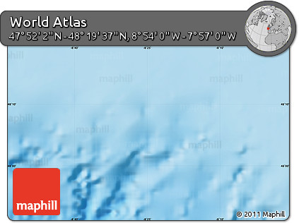 Shaded Relief Map of the Area around 48° 5' 50" N, 8° 25' 30" W