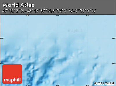 Shaded Relief Map of the Area around 48° 5' 50" N, 8° 25' 30" W