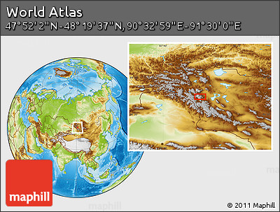 Physical Location Map of the Area around 48° 5' 50" N, 91° 1' 30" E