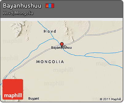 Shaded Relief 3D Map of Bayanhushuu