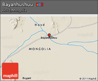 Shaded Relief 3D Map of Bayanhushuu
