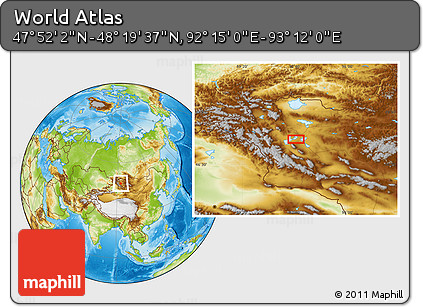 Physical Location Map of the Area around 48° 5' 50" N, 92° 43' 29" E