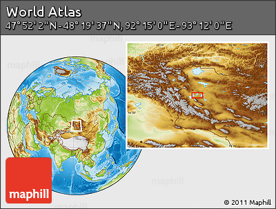 Physical Location Map of the Area around 48° 5' 50" N, 92° 43' 29" E