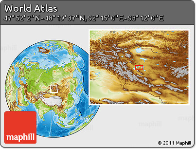 Physical Location Map of the Area around 48° 5' 50" N, 92° 43' 29" E