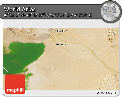 Satellite 3D Map of the Area around 48° 5' 50" N, 93° 34' 29" E