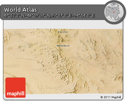 Satellite 3D Map of the Area around 48° 5' 50" N, 94° 25' 30" E