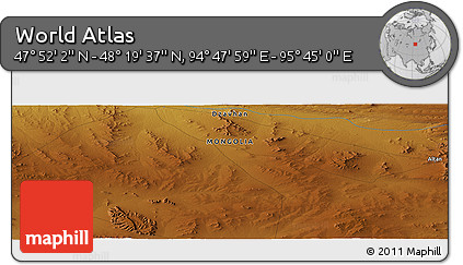 Physical Panoramic Map of the Area around 48° 5' 50" N, 95° 16' 30" E