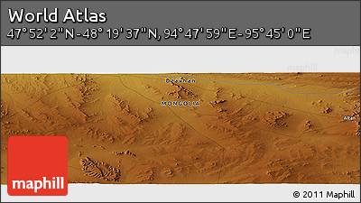 Physical Panoramic Map of the Area around 48° 5' 50" N, 95° 16' 30" E