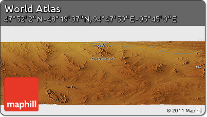 Physical Panoramic Map of the Area around 48° 5' 50" N, 95° 16' 30" E