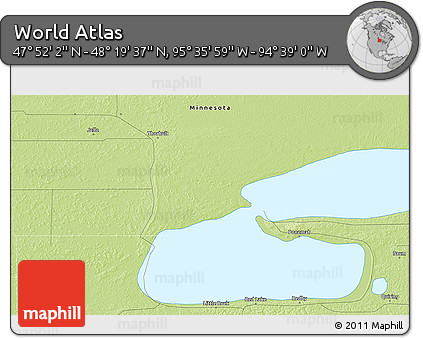 Physical 3D Map of the Area around 48° 5' 50" N, 95° 7' 30" W