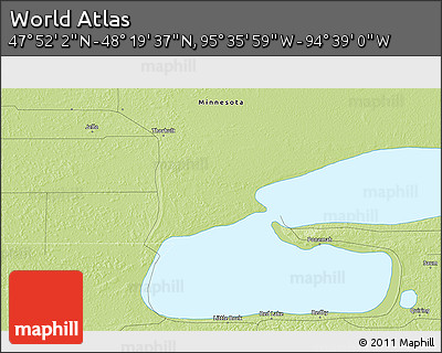 Physical 3D Map of the Area around 48° 5' 50" N, 95° 7' 30" W