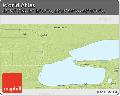 Physical 3D Map of the Area around 48° 5' 50" N, 95° 7' 30" W
