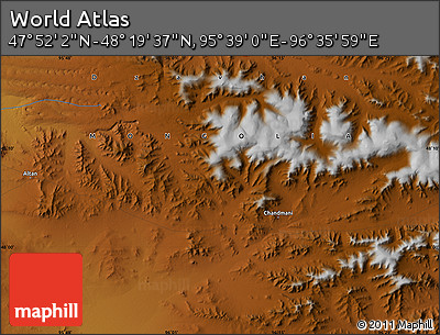 Physical Map of the Area around 48° 5' 50" N, 96° 7' 30" E
