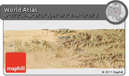 Satellite Panoramic Map of the Area around 48° 5' 50" N, 96° 7' 30" E