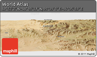 Satellite Panoramic Map of the Area around 48° 5' 50" N, 96° 7' 30" E