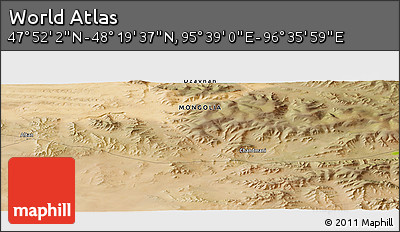 Satellite Panoramic Map of the Area around 48° 5' 50" N, 96° 7' 30" E