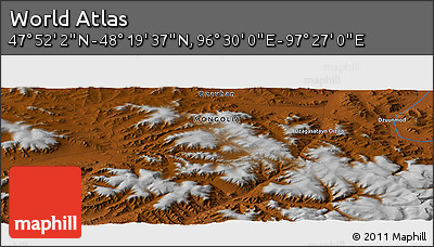 Physical Panoramic Map of the Area around 48° 5' 50" N, 96° 58' 29" E