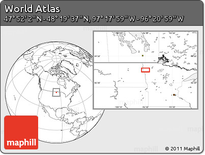 Blank Location Map of the Area around 48° 5' 50" N, 96° 49' 29" W