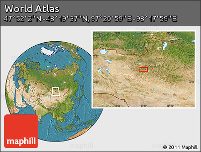 Satellite Location Map of the Area around 48° 5' 50" N, 97° 49' 29" E