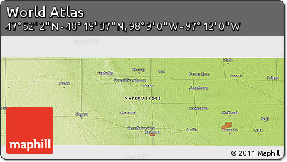 Physical Panoramic Map of the Area around 48° 5' 50" N, 97° 40' 30" W