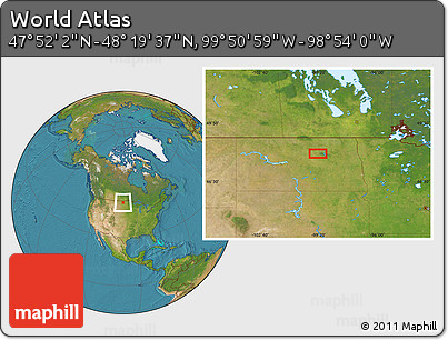 Satellite Location Map of the Area around 48° 5' 50" N, 99° 22' 30" W