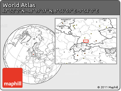 Blank Location Map of the Area around 48° 5' 50" N, 9° 25' 30" E