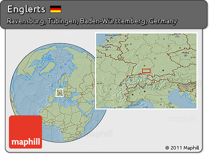 Savanna Style Location Map of Englerts, hill shading