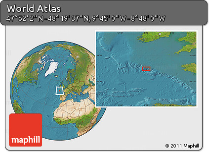 Satellite Location Map of the Area around 48° 5' 50" N, 9° 16' 30" W
