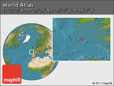 Satellite Location Map of the Area around 48° 5' 50" N, 9° 16' 30" W